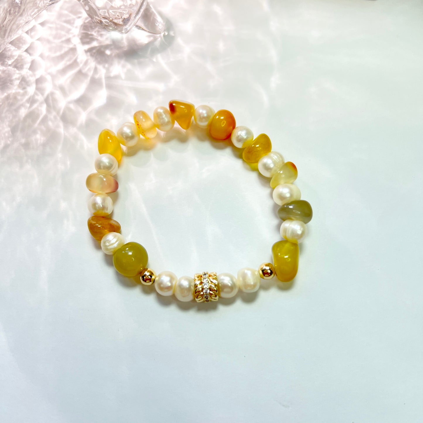 Original design yellow agate pearl bracelet