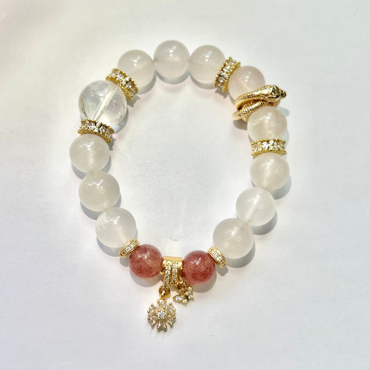 Natural Pink Snow Ghost Crystal Bracelet Original design Personality bracelet