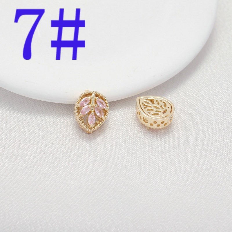 Color-preserving 14K gold-coated zircon accessories four-leaf clover flower modeling bracelet necklace jewelry new diy handmade accessories