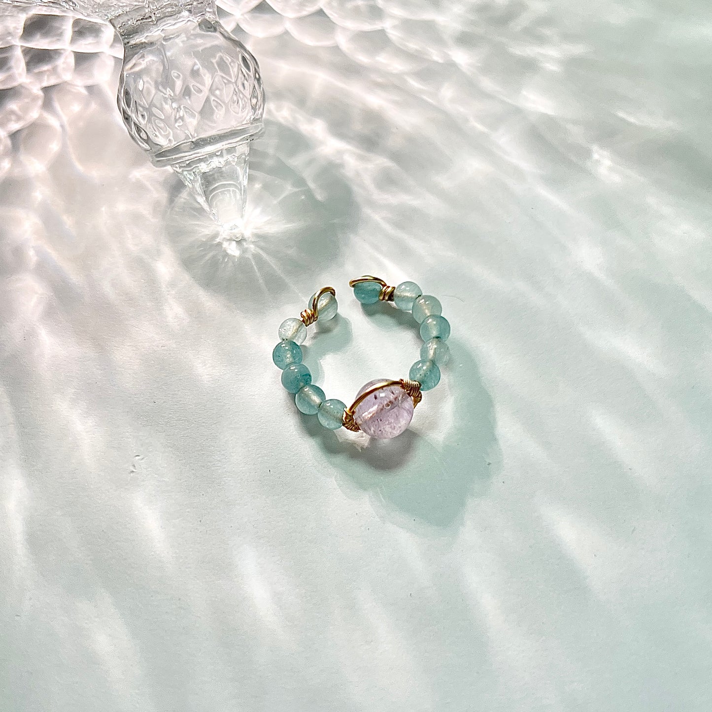 Original design Aquamarine amethyst hand-made split ring