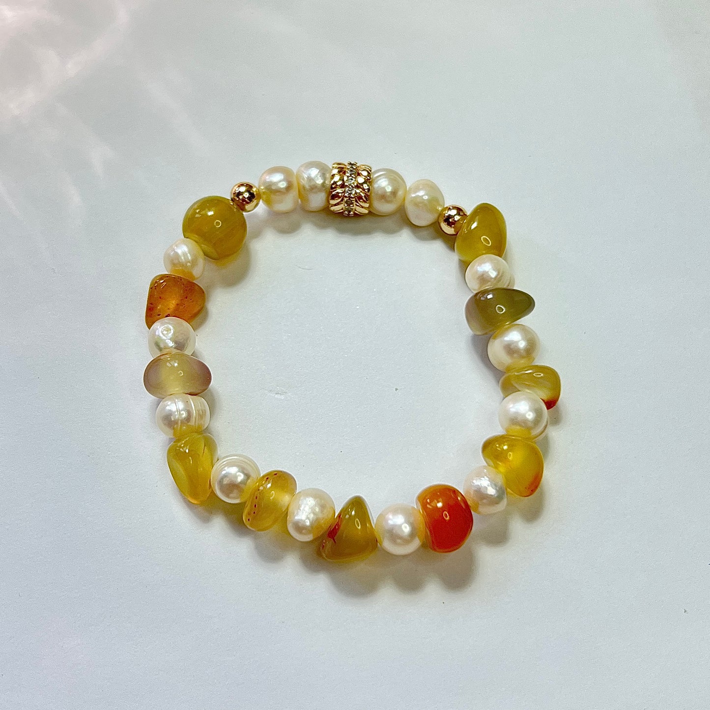 Original design yellow agate pearl bracelet