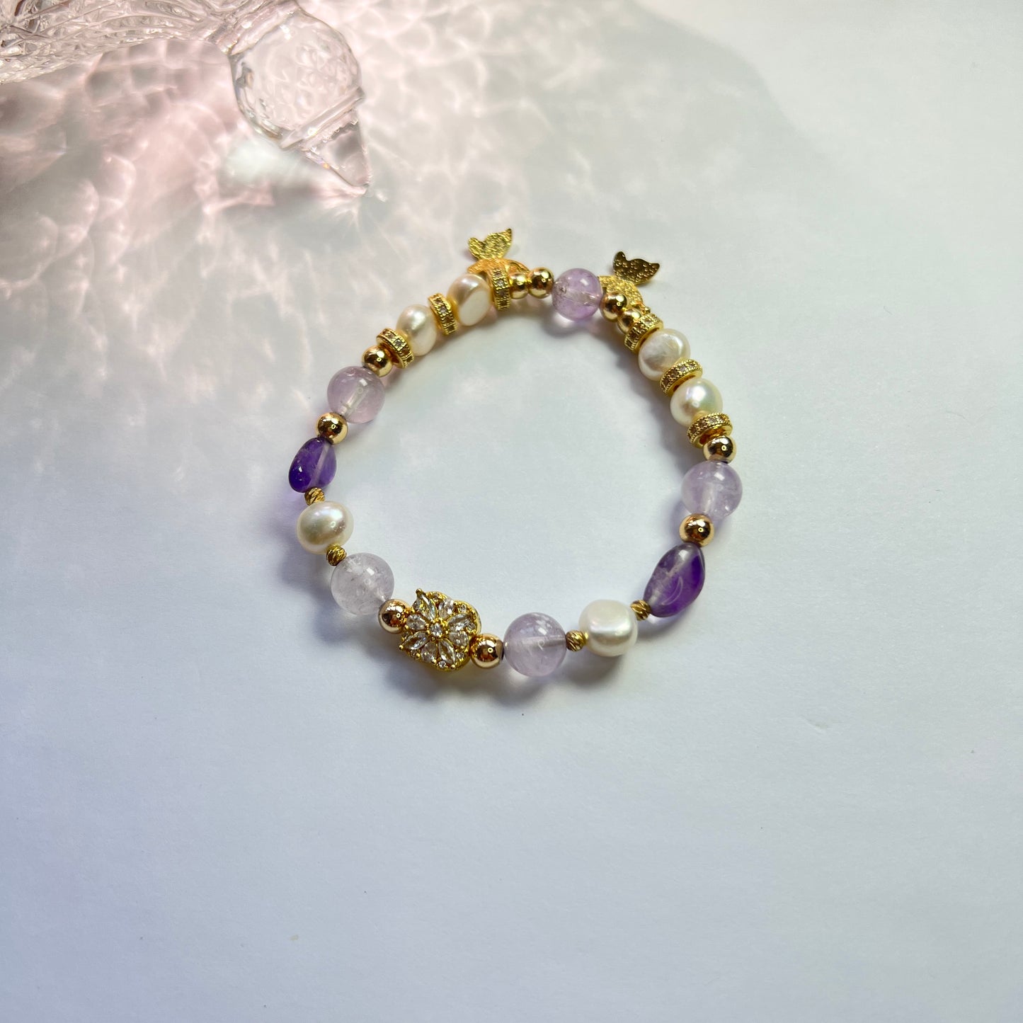 Original design amethyst Pearl Butterfly bracelet