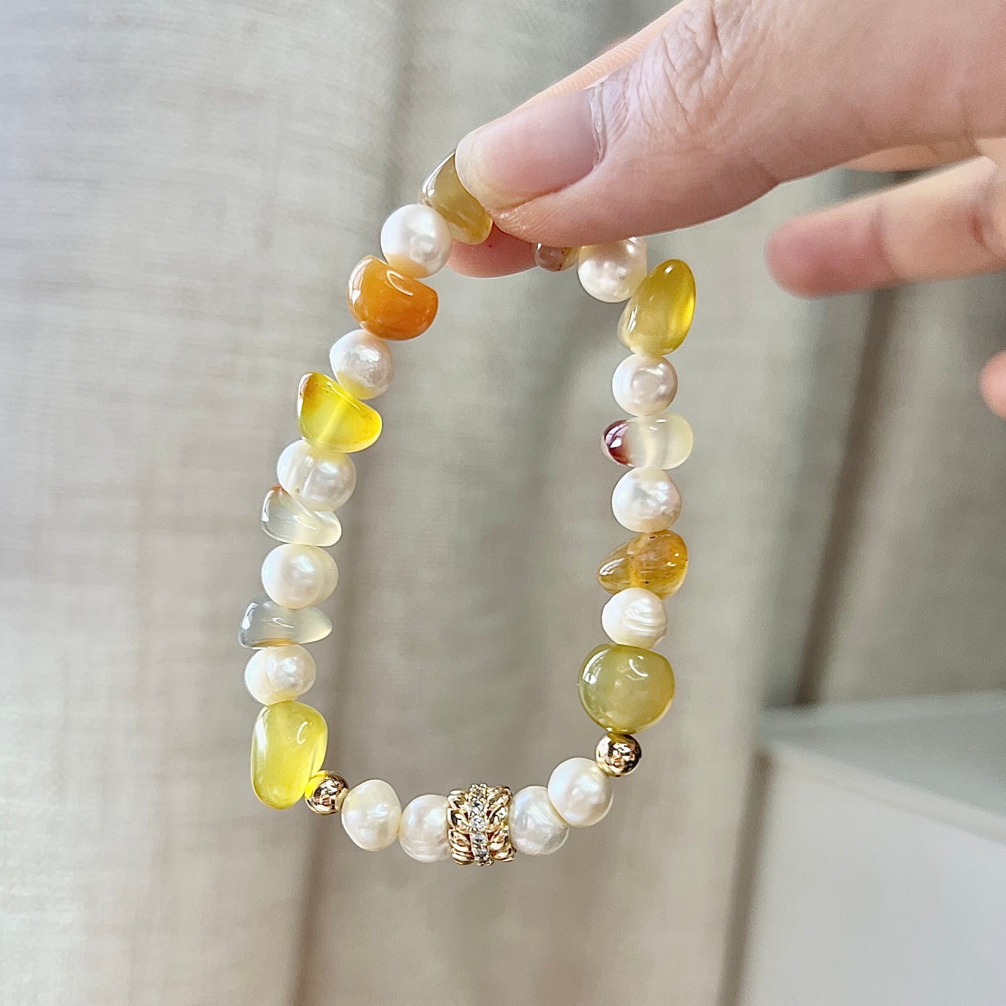 Original design yellow agate pearl bracelet