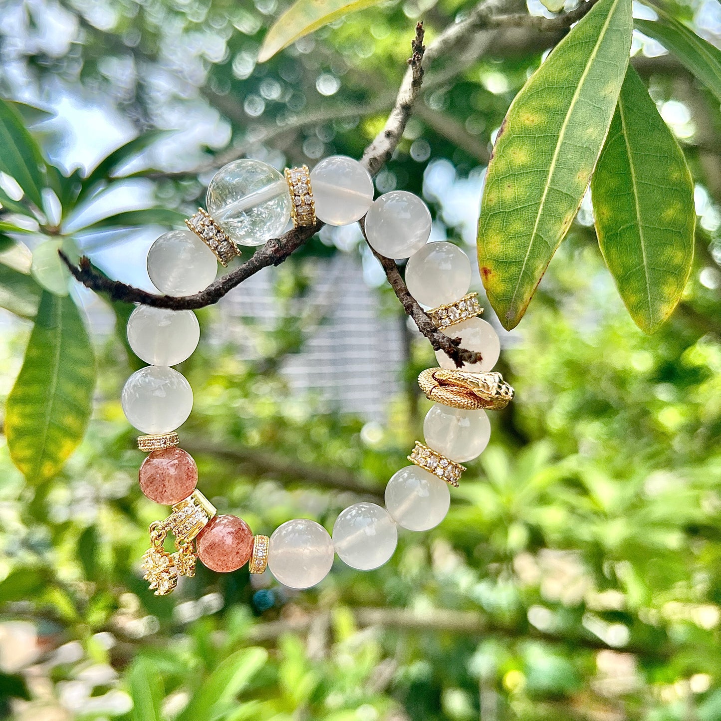 Natural Pink Snow Ghost Crystal Bracelet Original design Personality bracelet