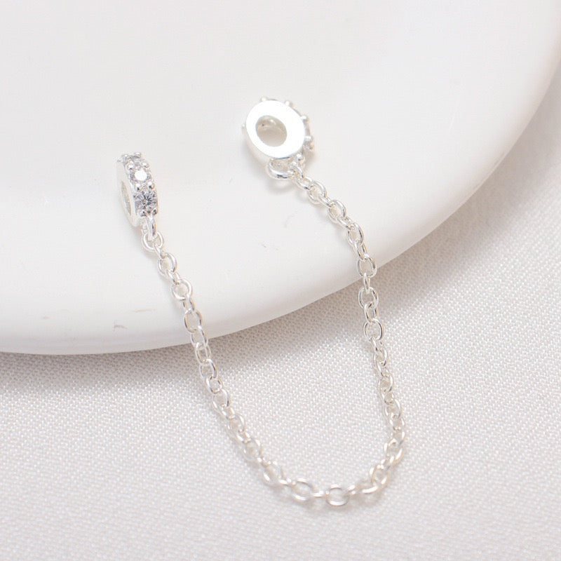 Color-preserving gold-plated silver-plated zircon bead-separated safety chain hand necklace ending fixed anti-drop DIY minority jewelry accessories 5 Pack