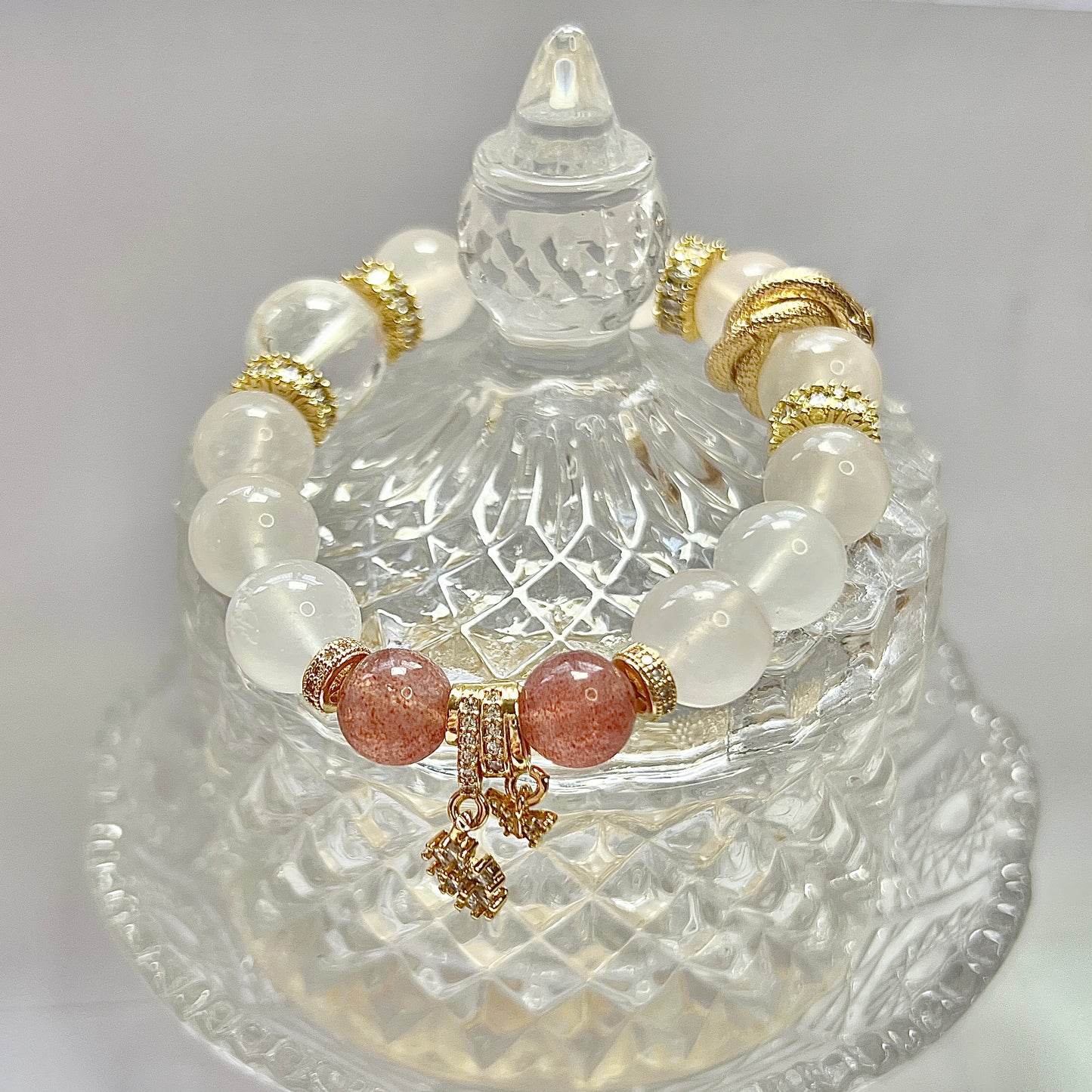 Natural Pink Snow Ghost Crystal Bracelet Original design Personality bracelet