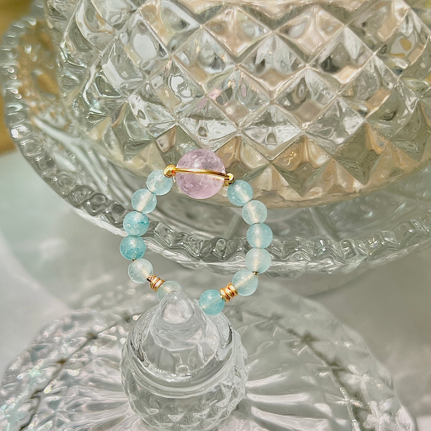 Original design Aquamarine amethyst hand-made split ring