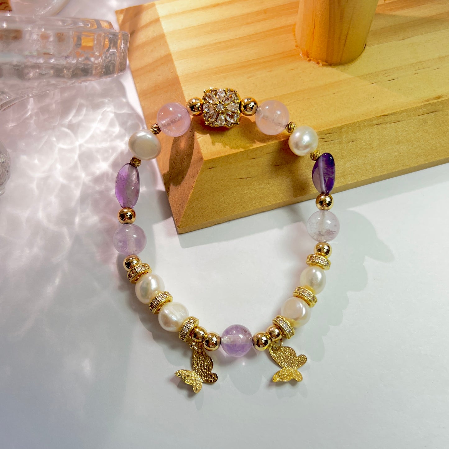 Original design amethyst Pearl Butterfly bracelet