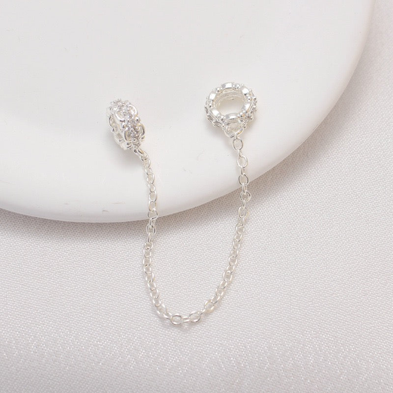 Color-preserving gold-plated silver-plated zircon bead-separated safety chain hand necklace ending fixed anti-drop DIY minority jewelry accessories 5 Pack