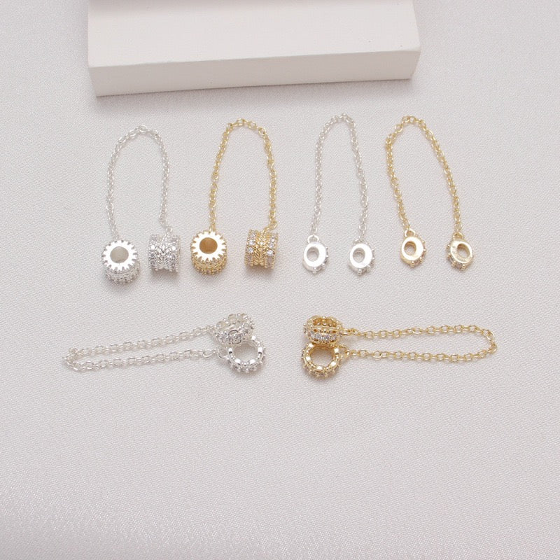 Color-preserving gold-plated silver-plated zircon bead-separated safety chain hand necklace ending fixed anti-drop DIY minority jewelry accessories 5 Pack