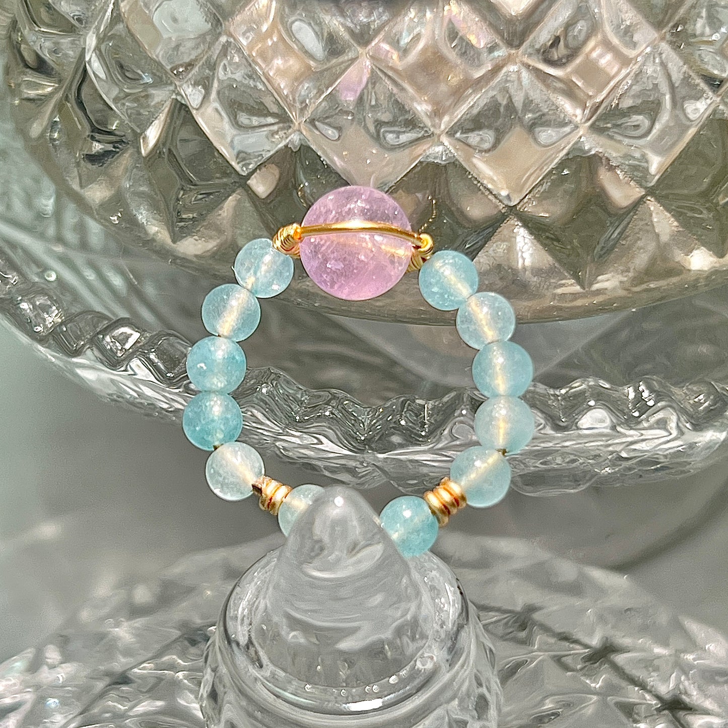 Original design Aquamarine amethyst hand-made split ring