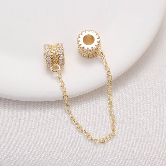 Color-preserving gold-plated silver-plated zircon bead-separated safety chain hand necklace ending fixed anti-drop DIY minority jewelry accessories 5 Pack