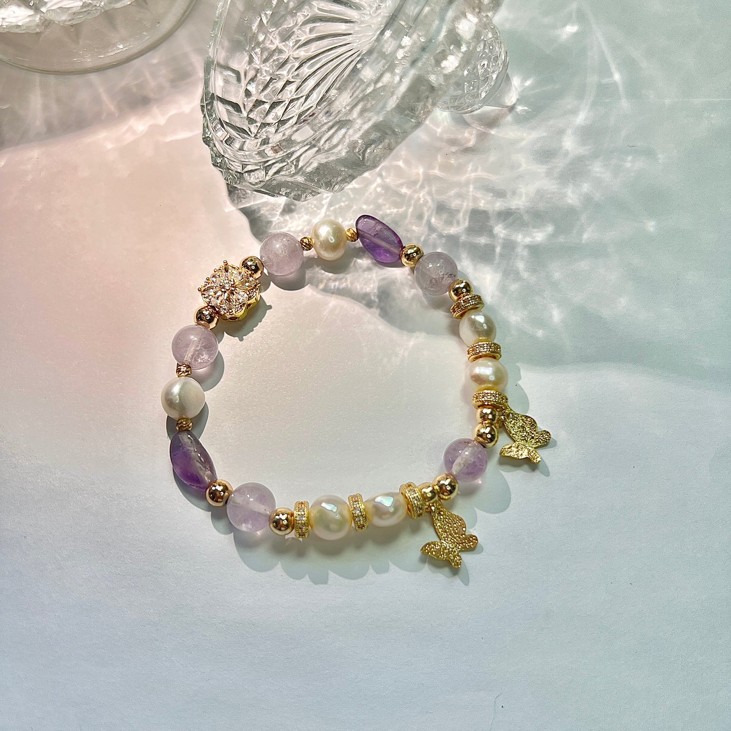 Original design amethyst Pearl Butterfly bracelet