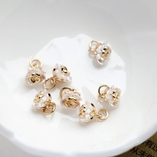 14k gold-coated zircon floret pendant glistening flash new original handmade diy accessories