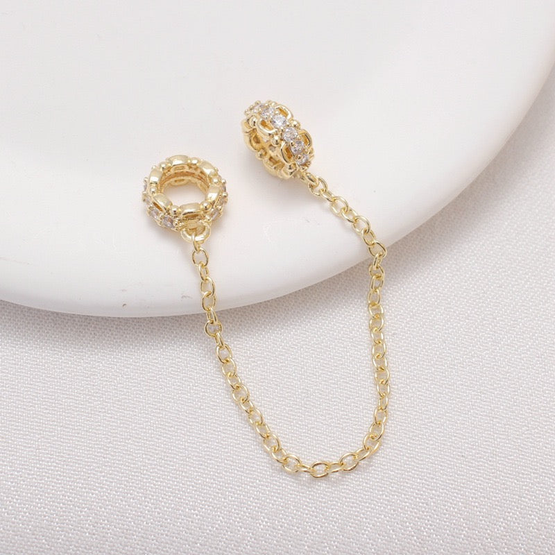 Color-preserving gold-plated silver-plated zircon bead-separated safety chain hand necklace ending fixed anti-drop DIY minority jewelry accessories 5 Pack
