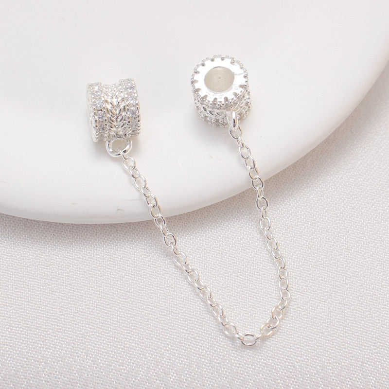 Color-preserving gold-plated silver-plated zircon bead-separated safety chain hand necklace ending fixed anti-drop DIY minority jewelry accessories 5 Pack