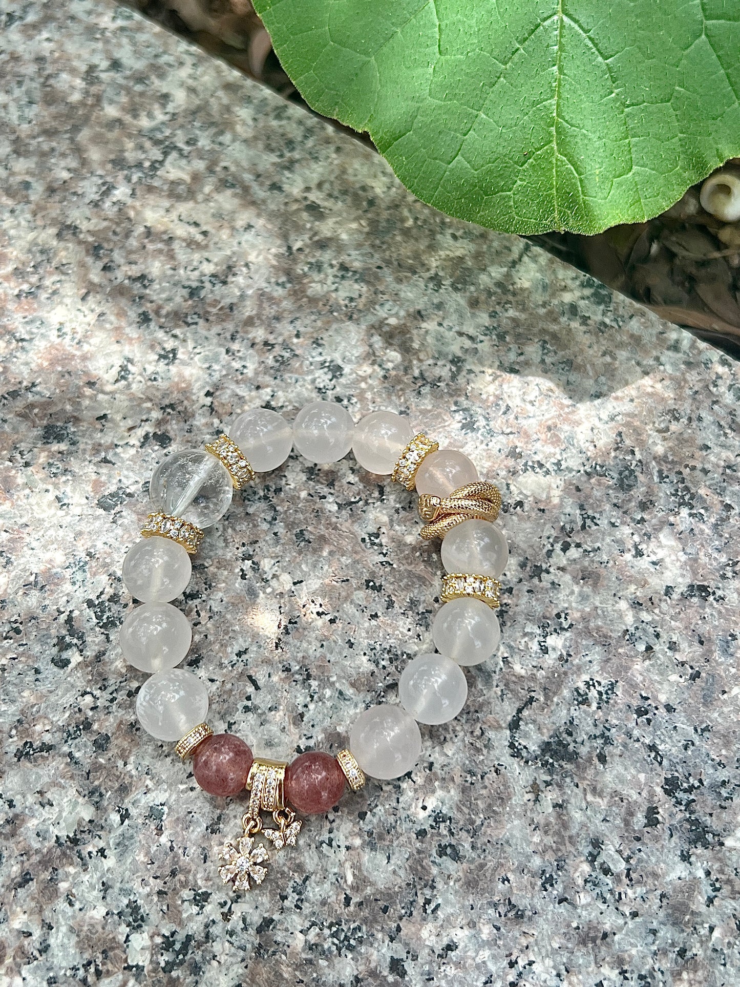 Natural Pink Snow Ghost Crystal Bracelet Original design Personality bracelet