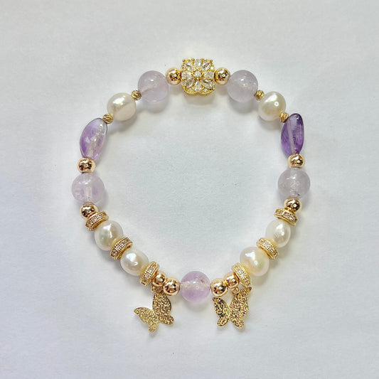Original design amethyst Pearl Butterfly bracelet