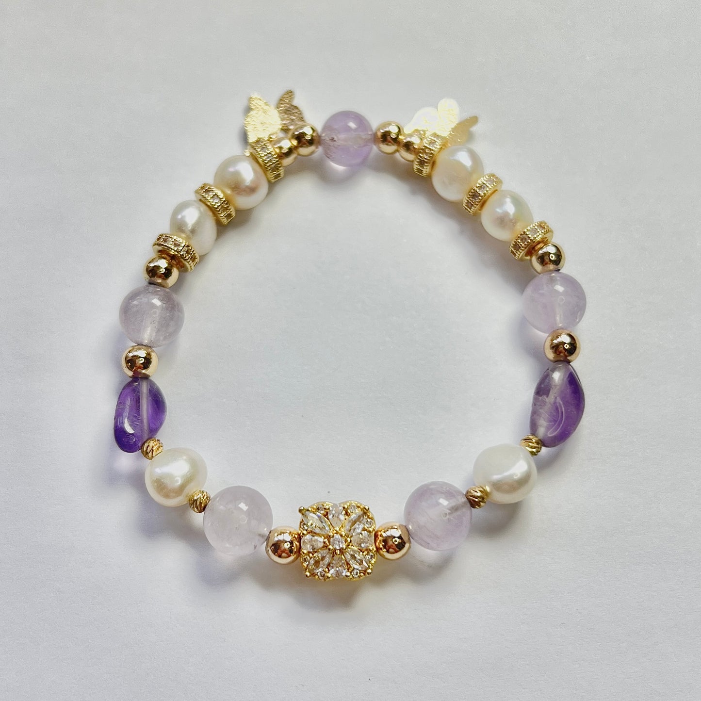 Original design amethyst Pearl Butterfly bracelet