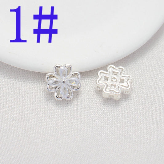 Color-preserving 14K gold-coated zircon accessories four-leaf clover flower modeling bracelet necklace jewelry new diy handmade accessories