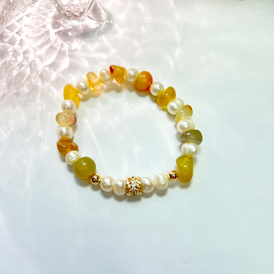 Original design yellow agate pearl bracelet