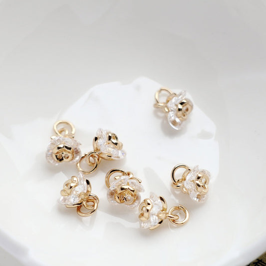 14k gold-coated zircon floret pendant glistening flash new original handmade diy accessories