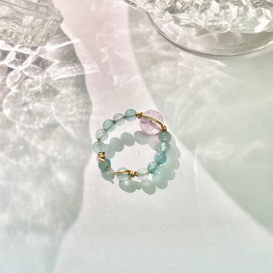 Original design Aquamarine amethyst hand-made split ring