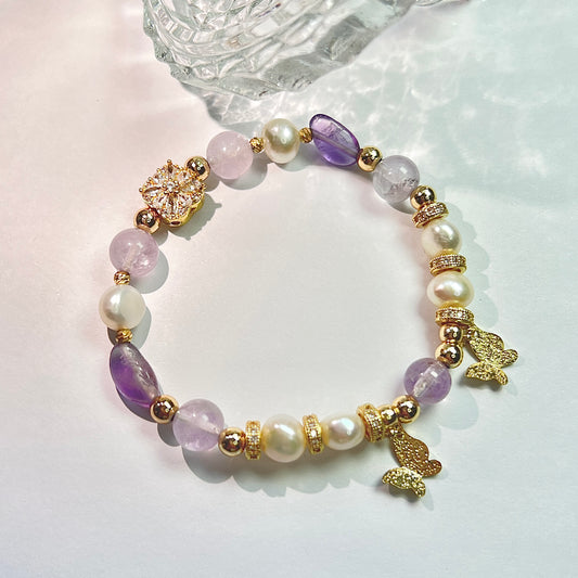 Original design amethyst Pearl Butterfly bracelet