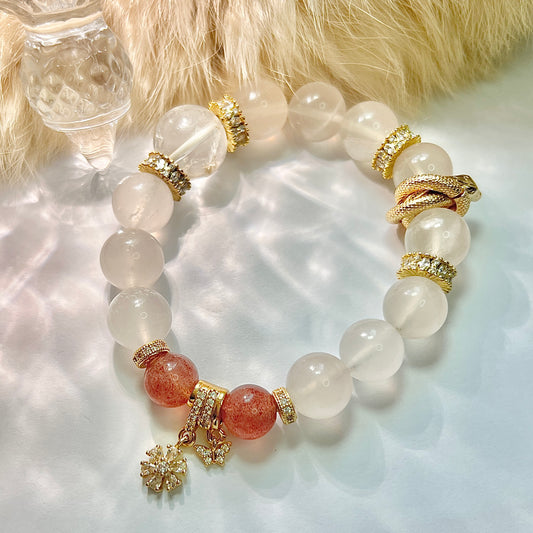 Natural Pink Snow Ghost Crystal Bracelet Original design Personality bracelet
