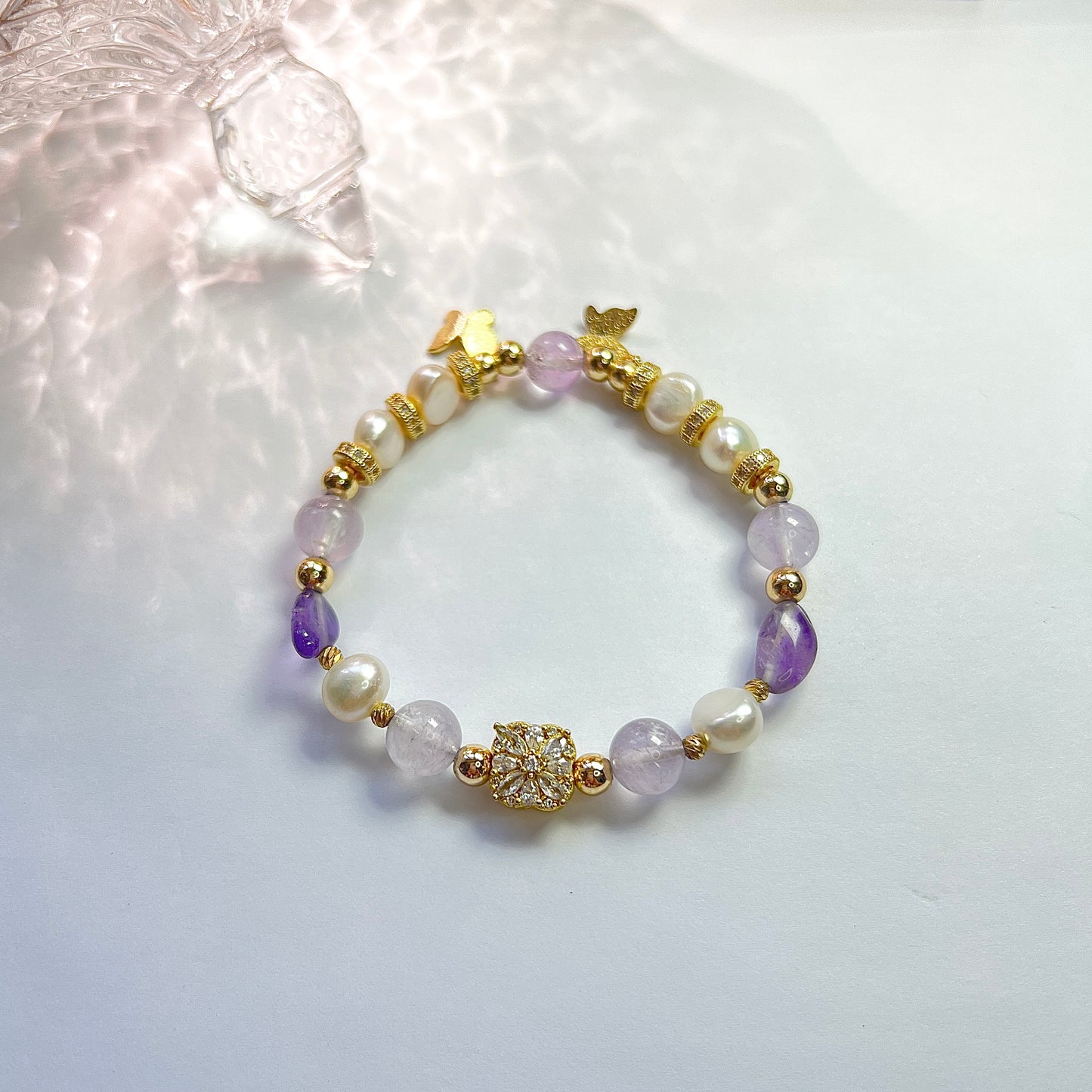 Original design amethyst Pearl Butterfly bracelet